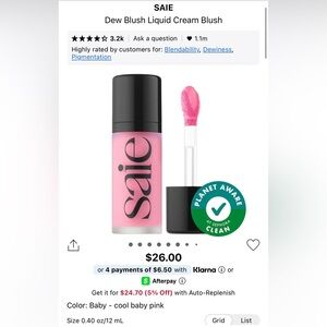 Saie Dew Blush Liquid Cream Blush